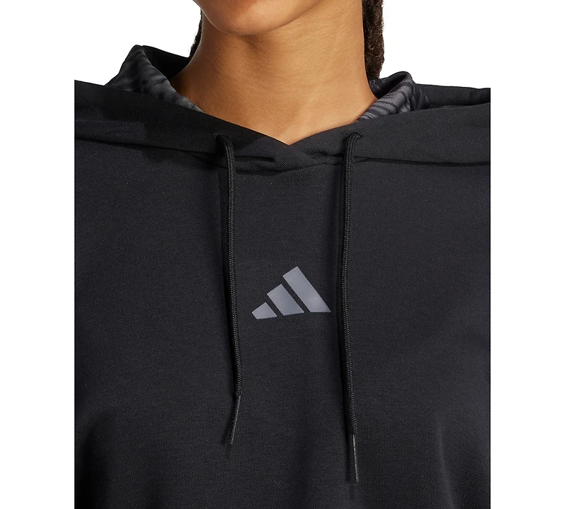 adidas Women's Printed 3-Stripe French Terry Pullover Hoodie