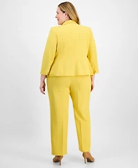 Le Suit Plus Shawl-Collar One-Button Jacket & Pull-On Straight-Leg Pants