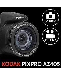 Kodak Kodak Pixpro AZ405-bk 20MP Digital Camera 40X Optical Zoom 24mm Wide Angle Lens Optical Image Stabilization 1080P Full Hd Video 3" Lcd Vlog