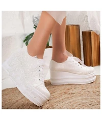 Claudine Lace Bridal Platform Sneakers