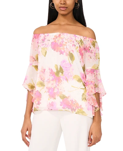 Msk Women's Floral-Print Off-The-Shoulder Top