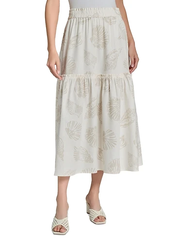 Jones New York Petite Pull-On Tiered Midi Skirt