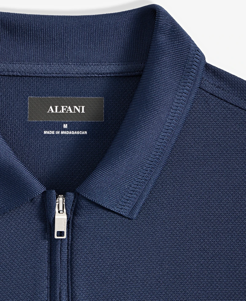 Alfani Men's Ottoman Short Sleeve Textured Quarter-Zip Polo Shirt, Exclusively at Macy's