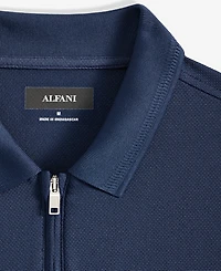 Alfani Men's Ottoman Short Sleeve Textured Quarter-Zip Polo Shirt, Exclusively at Macy's