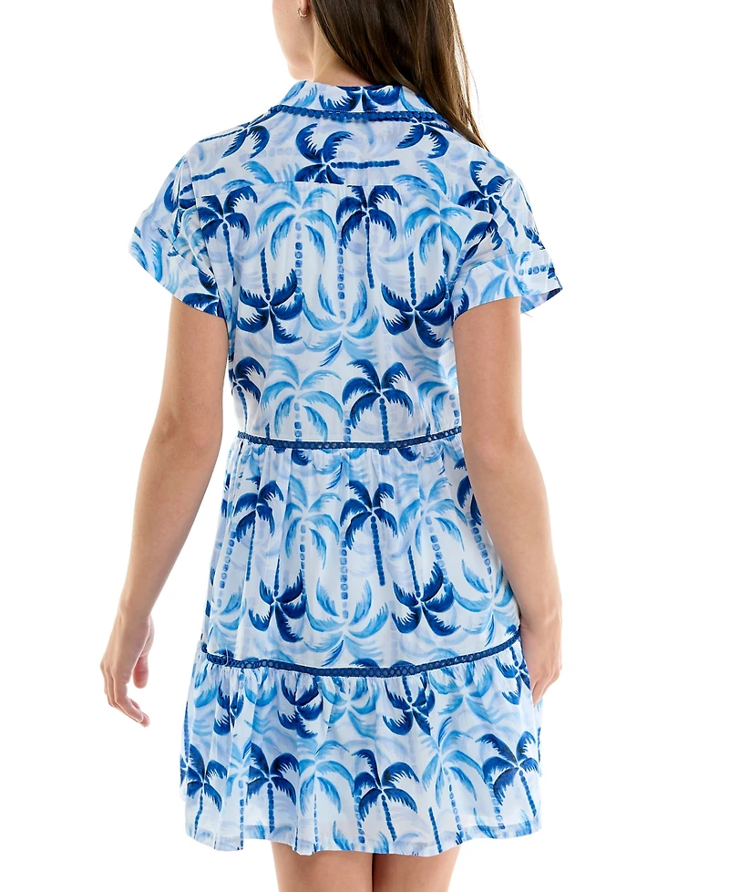 Taylor Women's Floral Tiered Button-Front Mini Dress