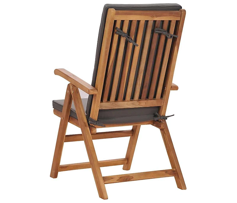 Reclining Patio Chairs with Cushions 2 pcs Solid Teak Wood Gray