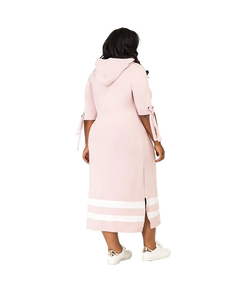 Poetic Justice Plus Cut Out Tie-Sleeve Hoodie Maxi Dress