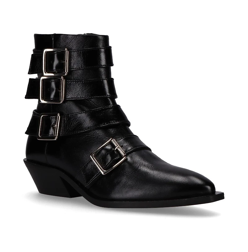 Eras Black Leather Ankle Boots