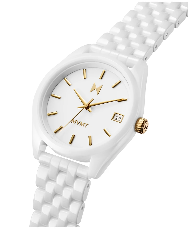 Mvmt Women's Rise Boyfriend White Ceramic Bracelet Watch, 36mm