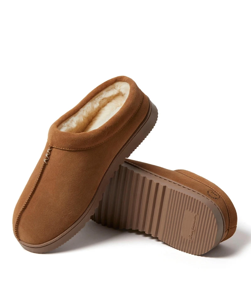 Dearfoams Men's Dean Genuine Suede Clog House Shoe Slipper