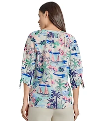 Jones New York Petite Tied 3/4-Sleeve V-Neck Top