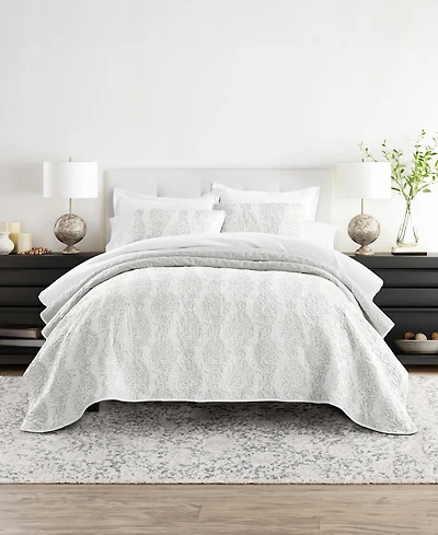 ienjoy Home Distressed Diamond Reversible 3-Pc. Lightweight Quilt Set, Full/Queen