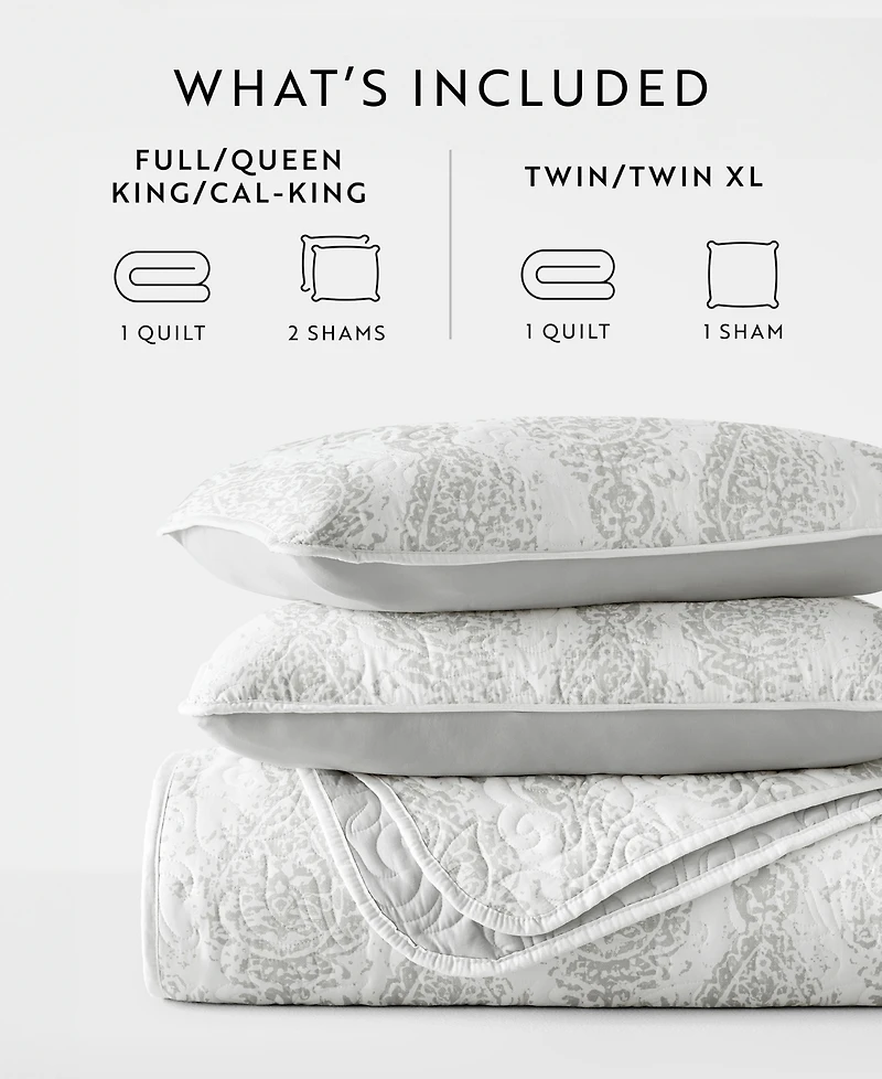 ienjoy Home Distressed Diamond Reversible 3-Pc. Lightweight Quilt Set, Full/Queen