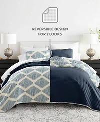 ienjoy Home Distressed Diamond Reversible 3-Pc. Lightweight Quilt Set, Full/Queen