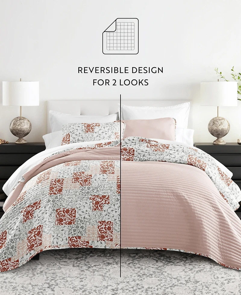 ienjoy Home Scrolled Patchwork Reversible 3-Pc. Lightweight Quilt Set, King/California King