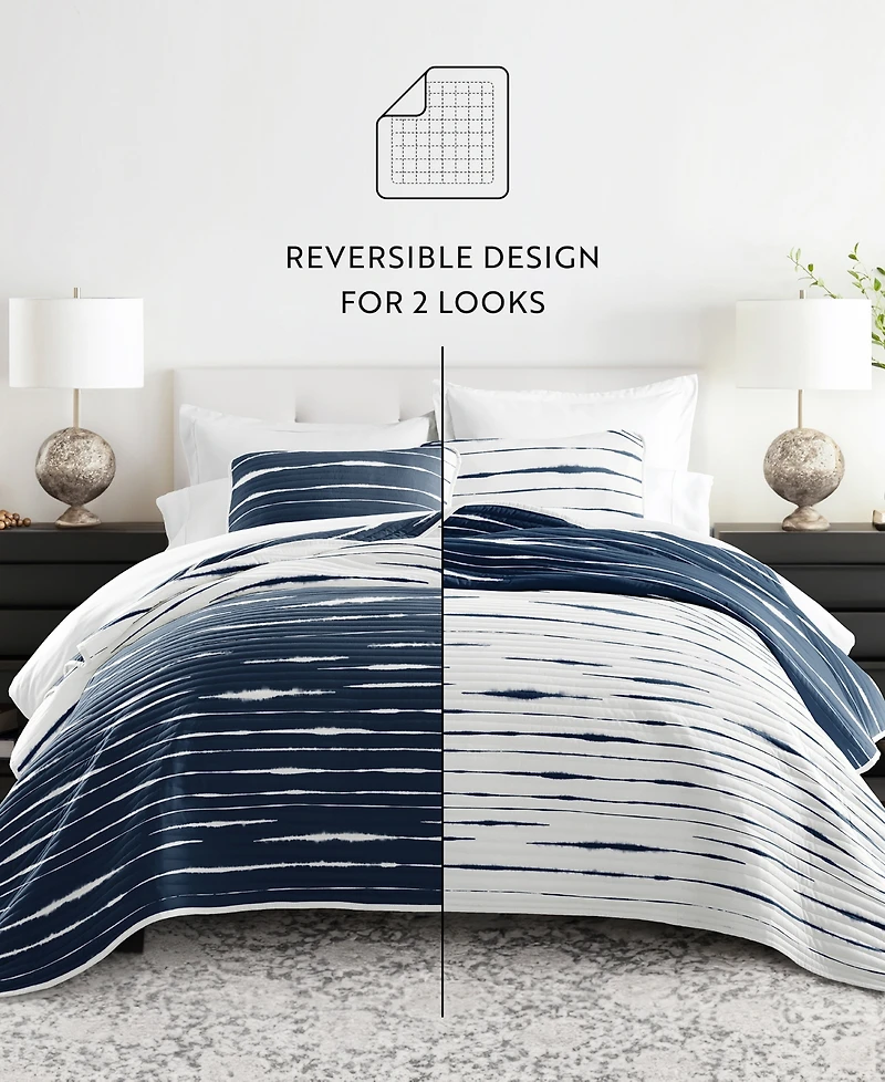 ienjoy Home Horizon Lines Reversible 3-Pc. Lightweight Quilt Set, Full/Queen
