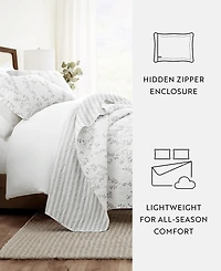 ienjoy Home Sprouting Vines Stripe Reversible -Pc. Lightweight Quilt Set
