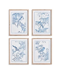 17.75"W x 1"D x 23.5"H Monochromatic Bird Study Framed Wall Art Set of 4