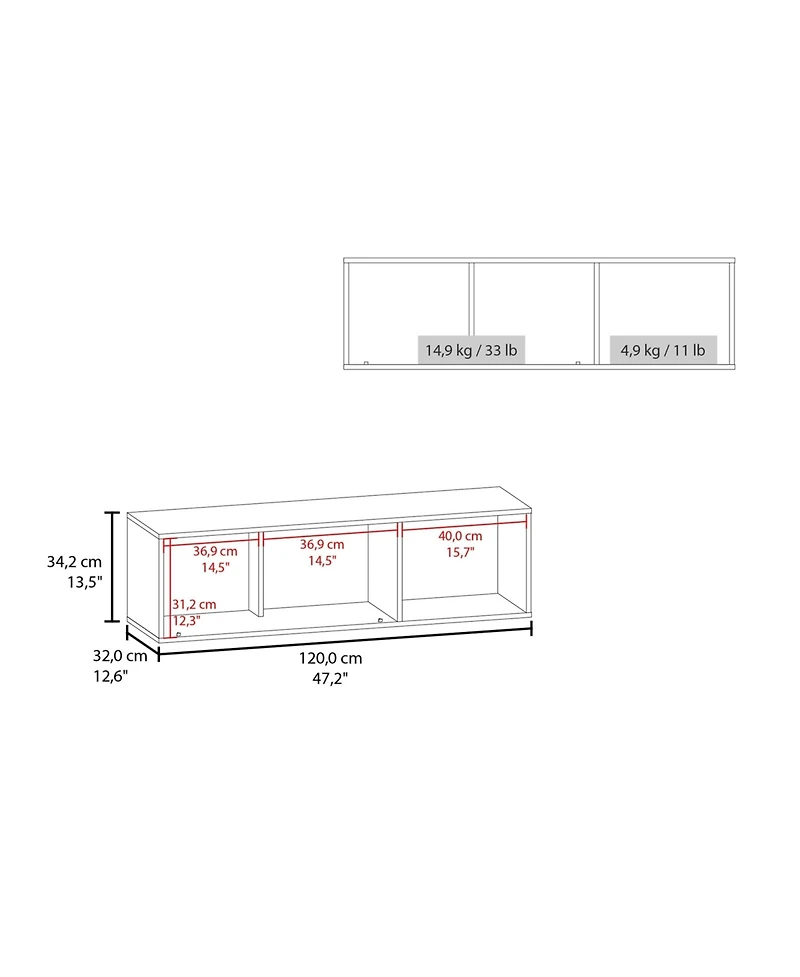 Fm Furniture Roslyn Wall-Mounted Cabinet with Lift-Up Door, Open Compartments, Natural Oak and White