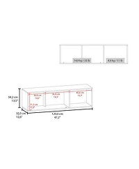 Fm Furniture Roslyn Wall-Mounted Cabinet with Lift-Up Door, Open Compartments, Natural Oak and White