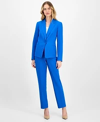 Le Suit Women's Crepe One-Button Straight-Leg Pantsuit Set, Regular & Petite