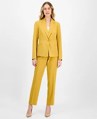Le Suit Women's Crepe One-Button Straight-Leg Pantsuit Set, Regular & Petite