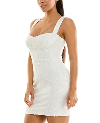City Studios Juniors' Sequin Boucle Sleeveless Bodycon Dress