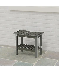 Outsunny 2-Tier Outdoor Side Table, Shower Bench with Handles