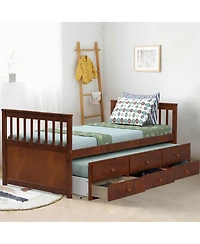 Twin Captain's Bed with Trundle and 3 Storage Drawers