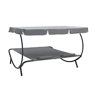 Patio Lounge Bed with Canopy and Pillows