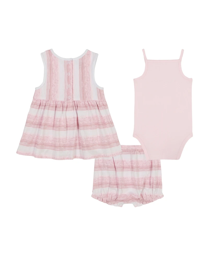 Calvin Klein Baby Girls 3-Piece Striped Slub Jersey Tunic Set with Tank Bodysuit