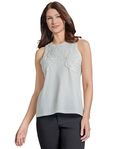 Jones New York Petite Sleeveless Applique Top