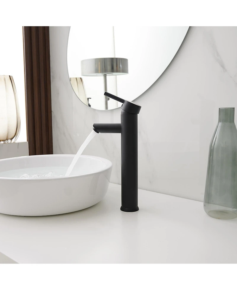 Single Hole Single Handle Bathroom Vessel Sink Faucet With Supply Hose in Polished Chrome