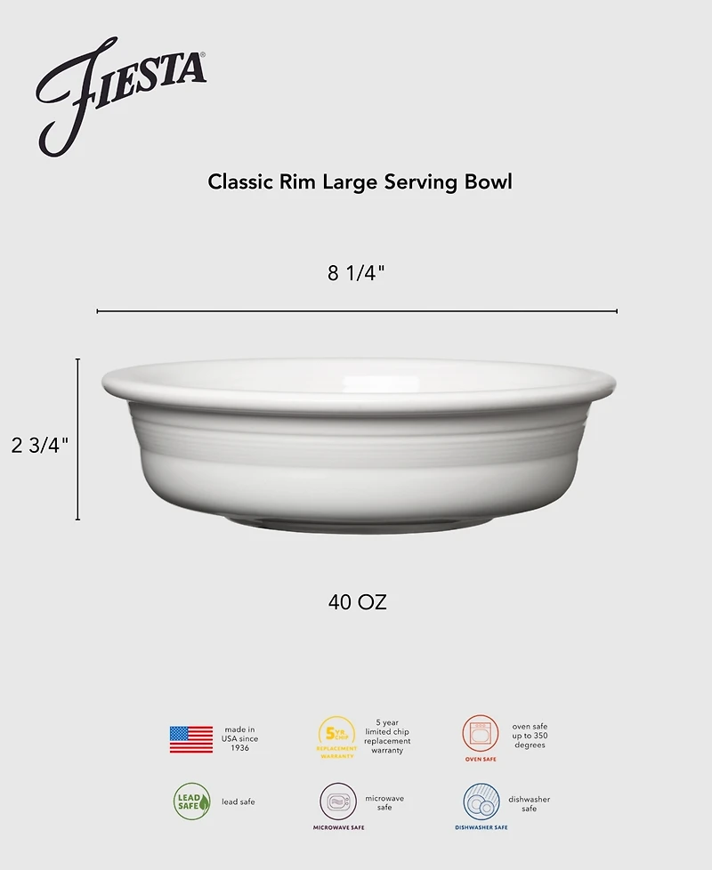 Fiesta Linen Classic Rim Large Serving Bowl, 40 oz.