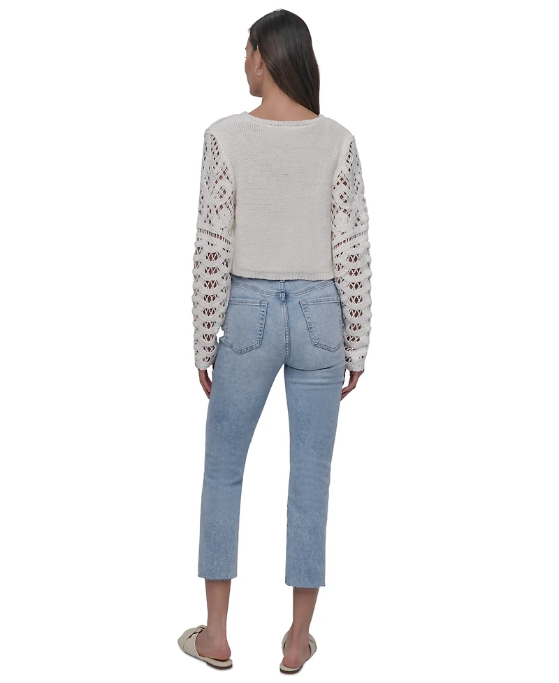 Dkny Jeans Women's Cotton Crochet Sweater - Ivy