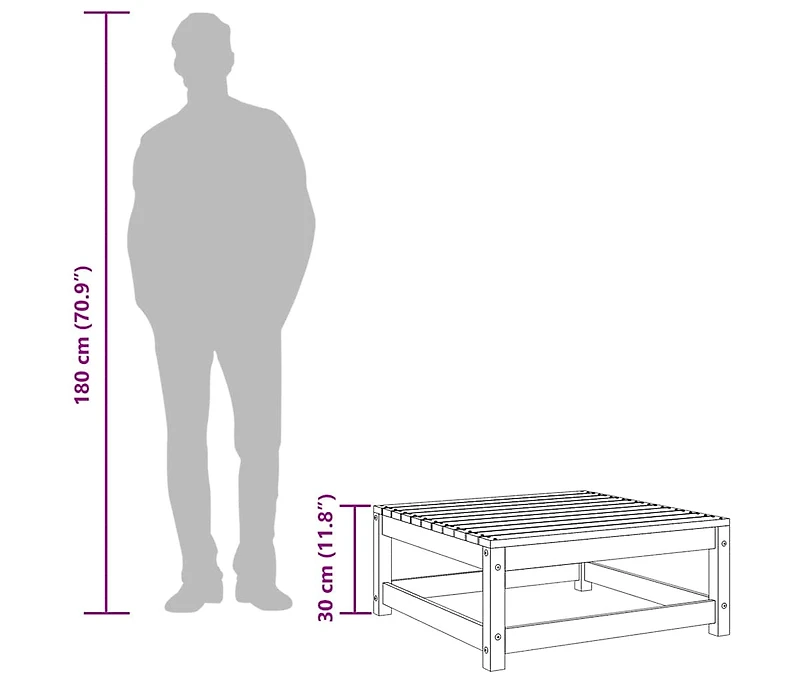 vidaXL Patio Footstool 27.6"x27.6"x11.8" Solid Pinewood