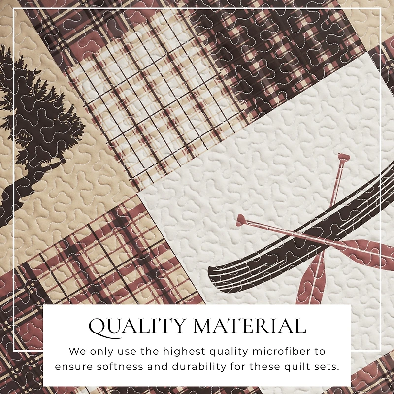 Linery & Co. Rustic Lodge Patchwork Microfiber Quilt Set With Shams