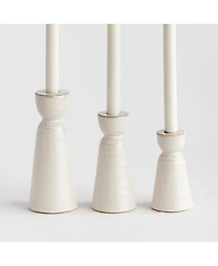 Libbey Decorative Indoor Premium Glaze Finish Stoneware Taper Candle Holders Set of 3