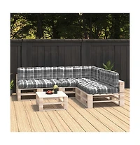 Pallet Sofa Cushions 7 pcs Check Pattern