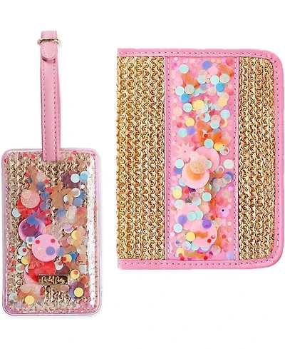 Packed Party Travel Bundle Women's Travel Accessory Passport Holder and Luggage Tag, Woven with Faux Leather