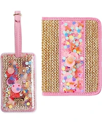 Packed Party Travel Bundle Women's Travel Accessory Passport Holder and Luggage Tag, Woven with Faux Leather