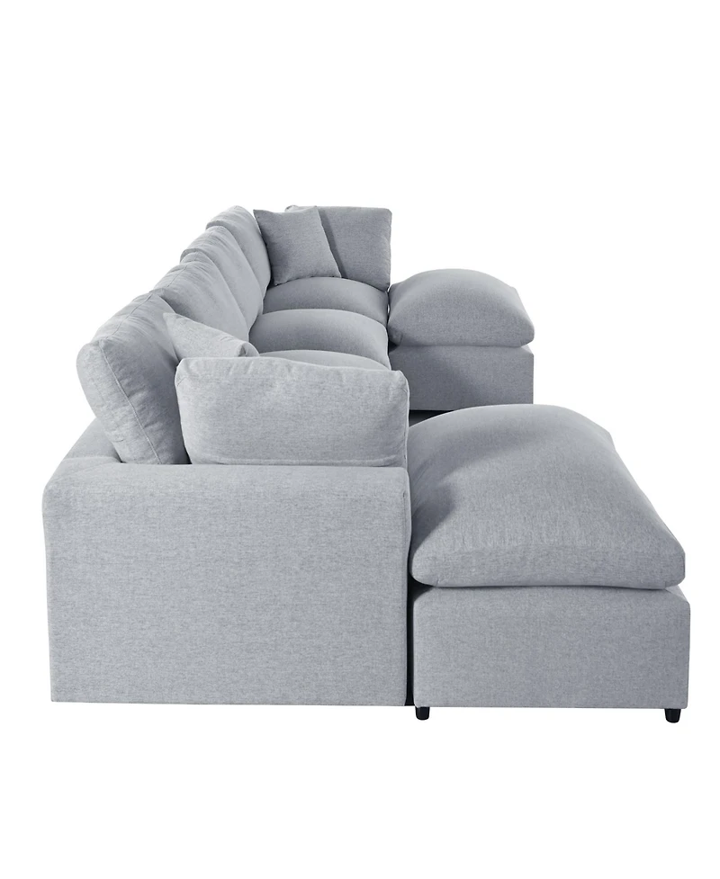 Modern Large U-Shape Sectional Sofa, 2 Chaise with Removable Ottomans for Living Room