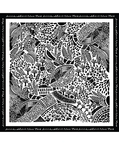 Jessie Zhao New York Double Sided Wool Silk Scarf Of Black Garden