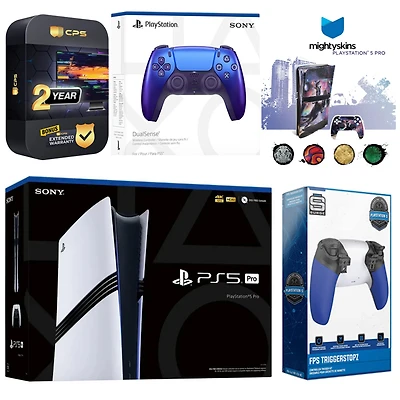 Sony PlayStation 5 Pro with Extra Volcanic Red Controller, Trigger Stop Kit and MightySkins Decal Voucher Plus 2 Year Cps Extended Warranty