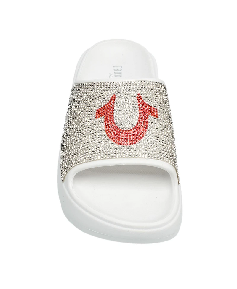 True Religion Ladies Stallion Rhinestone Logo Sandal