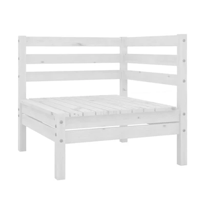 Patio Corner Sofa White Solid Wood Pine