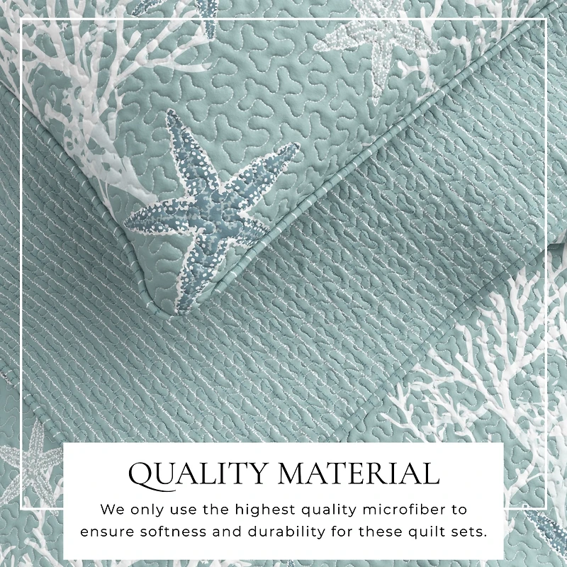 Linery & Co. Coastal Microfiber Quilt Set With Shams