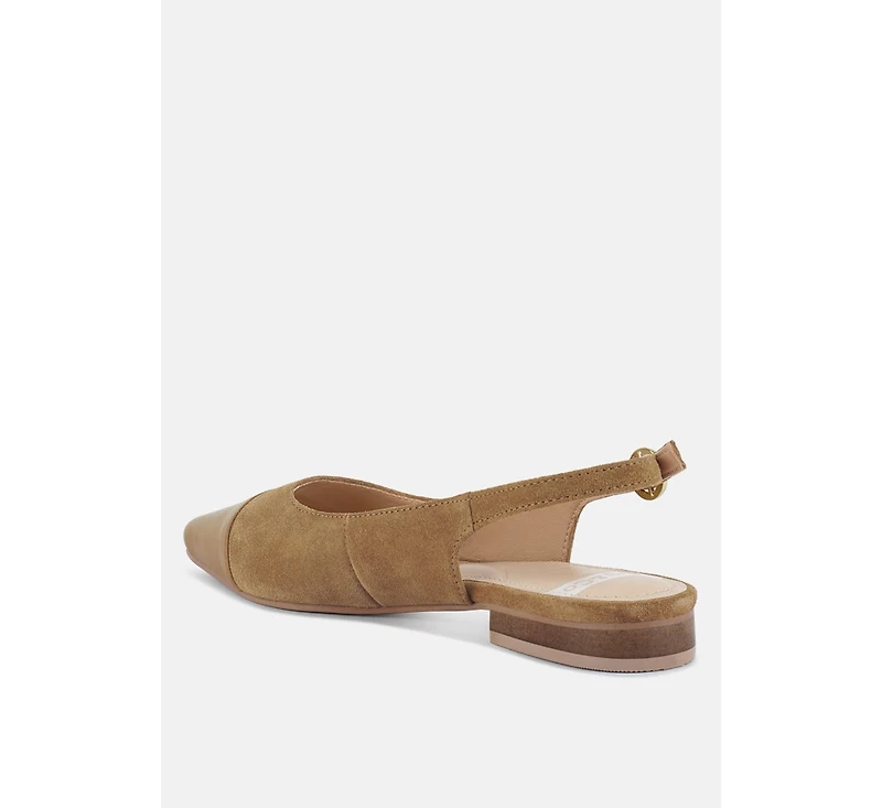 Uwaha Genuine Leather & Real Suede Slingback Flats