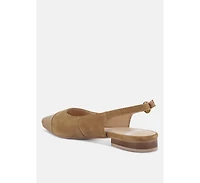 Uwaha Genuine Leather & Real Suede Slingback Flats
