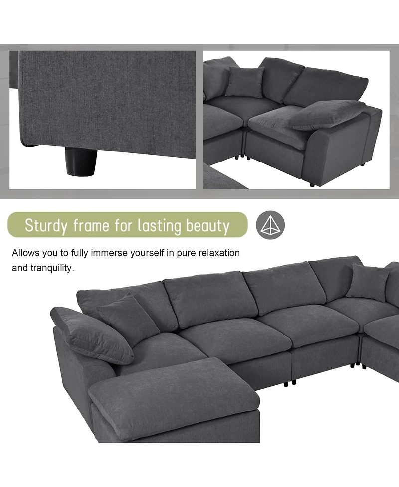 Oversized Modular Sectional Sofa with Ottoman L Shaped Corner Sectional for Living Room, Office, Spacious Space